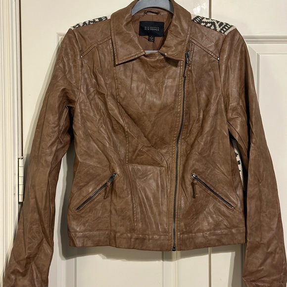 Blu Pepper Vegan Leather Boho Moto Jacket Women’s Large - vintage feel - Picture 8 of 11